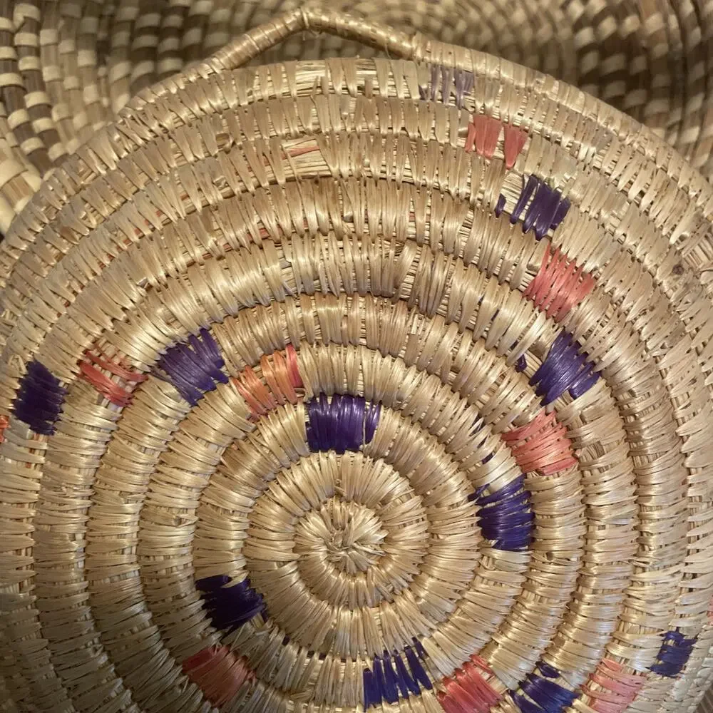 VTG Alaskan Eskimo Native American Indian Inuit Yupik Basket Woven Trivet.